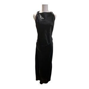 Zara Black Satin Slip Midi Dress‎ | NWT | Size Large